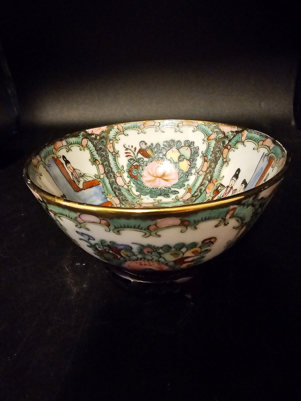 Vintage Rose Medallion Trinket Dish, Hand-Painted Decorative Porcelain Bowl